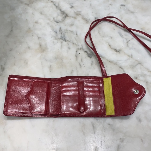 HOBO Int Red Glazed Leather String Wallet EUC - Picture 5 of 12